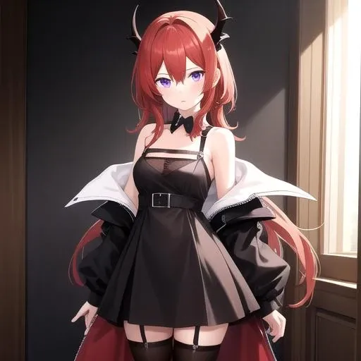 ((Top image quality、8k、masterpiece:1.3))、full bodyesbian、Focus sharpness:1.2、Beauty with outstanding style:1.4、Slender abs:1.2、((Brown hair、huge tit:1.2))、Highly detailed facial and skin texture、A detailed eye、二重まぶた、、sexy、Show armpits、Highly detailed facial and skin texture、A detailed eye、二重まぶた、((Hanging eyes))、((red eyes))、demonic horns、tusk、(demonic wings)、A dark-haired、Semi-long、((heavy wind))、((Unkempt hair))、(Red hair ornament)、((Invincible smile))、((from below looking up))、Black dress、a miniskirt、(((bloods)))、deep in the night、moonlights、((crescent))、((Red Moon))、(((shadowy)))、(((鎖骨)))、kawaii、Abandoned castle、rubble