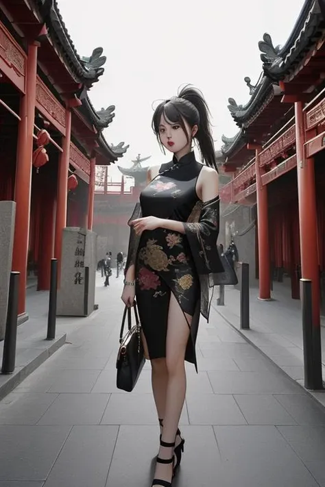 <lora:æ¥æ¥å¨äºº-000012:1>,shanghai city god temple,here is a hot girl in the united states,fashionable,