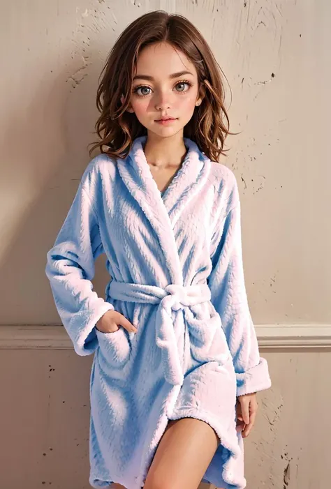 (masterpiece, best quality), 1girl,  Pumpkin orange Sleek Straight Hair, flat chest,  <lora:shortbath:0.8> short bathrobe