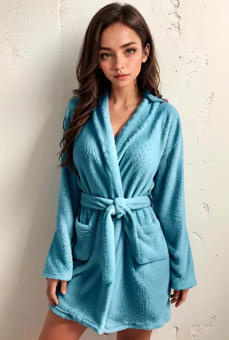(masterpiece, best quality), 1girl, Indigo Slicked-Back Taper Cut with Hard Part, big breasts, <lora:shortbath:0.8> short bathrobe