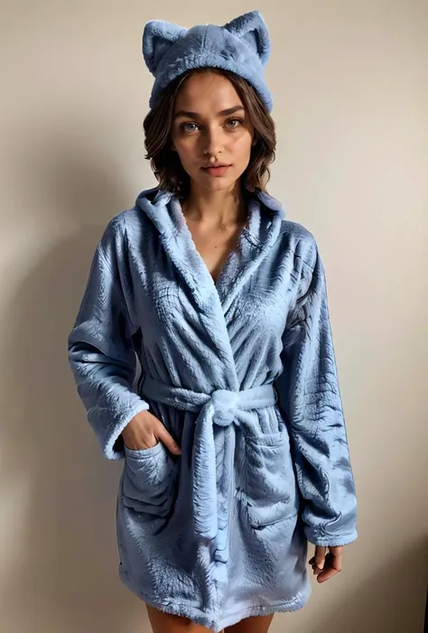 (masterpiece, best quality), 1girl,  Cornflower blue Tapered Sides with Brushed Up Top, flat chest,  <lora:shortbath:0.8> short bathrobe