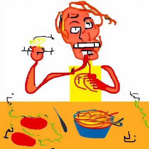 a cartoon of a man eating spaghetti ms paint style <lora:ms-paint-lora:1>