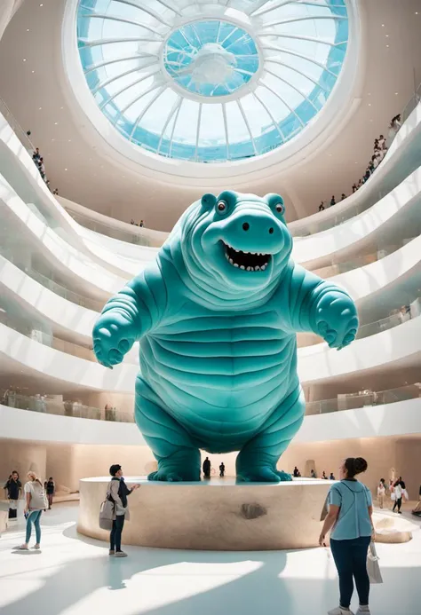 happiness tardigrade visit a museum, city of tomorrow, 4k, depth of field, intricate details, masterpiece, minimalist, RAW photo shot by dslr Fujifilm XT3