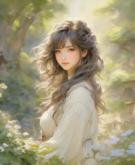 niji style, best quality, masterpiece, ultra detailed, cowboy shot, flowing, 3dmm, ink sketch, color ink, ink rendering,
1girl, beautiful detailed eyes, (alternate hairstyle), ultra detailed hair, graceful, (charming), (delicate), (pretty), (cute), in Ghibli park, (fantasy),
character in the center of the frame, looking at viewer,