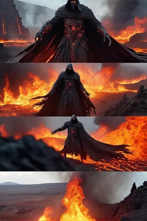 (Ultra realistic, Intricate, Epic movie scene), (a Gloomwraith Foils the plans of an evil warlock, full body) (in The Fiery Abyss, a realm of eternal flames and volcanic eruptions), (Intricate, Lots of tiny details, amazing lighting, amazing setting), (Colorful, Ultra Realistic, High quality, Highly detailed, Sharp focus, 8K UHD, Ultra realism)