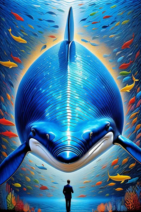 (Art Brut,Surrealism:1.3), ( Rayon material ,luminous material ,shimmering light ), (Blue Whale:1.2),, (masterpiece,best quality:1.6)