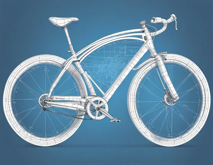 schematic engineering illustration of futuristic bicycle, 
scientific schematic, concept graph paper, blueprint design study, isometric projection, scheme, concept,
digital artwork
