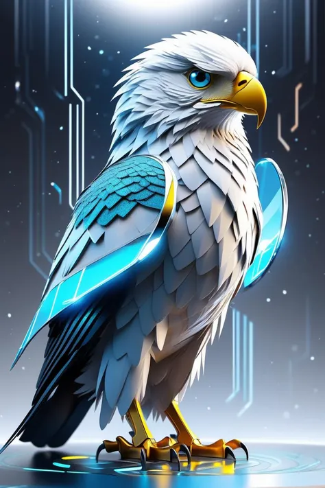 (Futuristic ,Surrealism:1.3), ( luminous material ,shimmering light ), (mascot Schneagle:1.2),, (masterpiece,best quality:1.6)