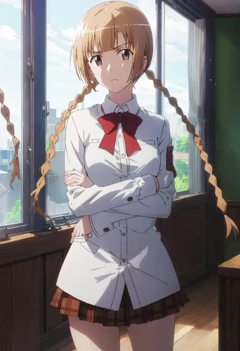 {safe:1.10}, best quality, masterpiece, highres, solo, {igarashi_kaede_seitokaiyakuindomo:0.90}, crossed_arms, cowboy_shot, looking at viewer