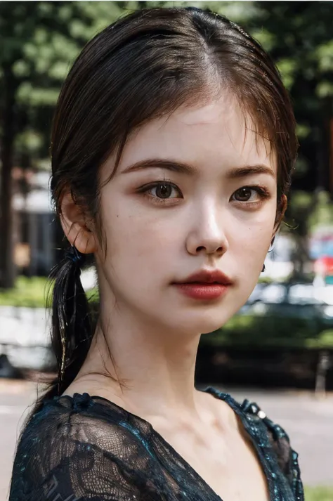(masterpiece, best quality, beautiful quality, photorealistic, detailed lighting, extremely detailed skin, extremely detailed hair, shadows, 8k, a picture of a woman, black hair, pony tail, upper body, 1girl, looking at viewer, facing forward, fcPortrait:1.2), <lora:add_detail:1>, <lora:FukaKoshiba_V1b:0.9:MY>