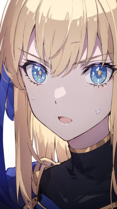 eris, close up, surprised expression, (((1woman))), blonde hair, blue eyes, blue ribbon in hair, knight outfit, gray metal shoulder pauldron, blue cape, 8k,16k, trending on pixiv, fanbox, skeb, masterpiece, detailed face, smooth soft skin, beautiful intricate colored hair, digital painting,  <lora:eris:0.7>