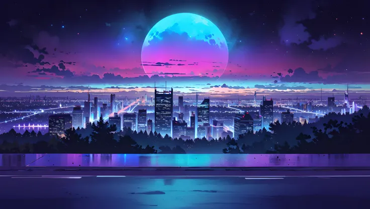 retrowave, purple theme, skyscrapers, overlooking view, city, city lights, night, sci-fi, futuristic, awesome, best quality, masterpiece, absurd res, high resolution, very detailed, trending on pixiv, <lora:more_details:0.55>