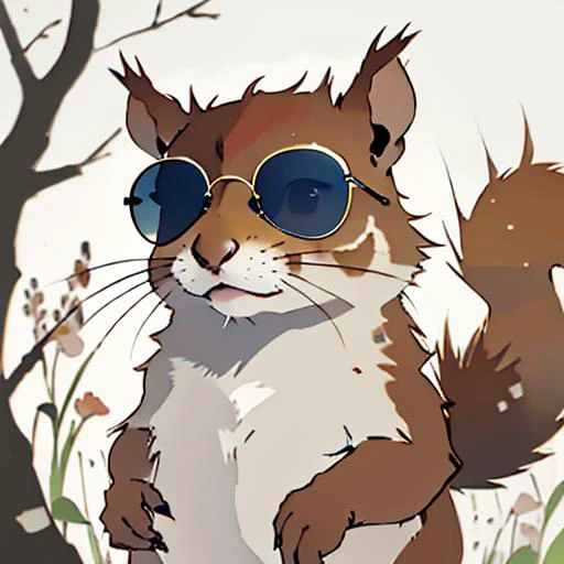 squirrel wearing sunglasses, best quality, masterpiece, high highres, boy