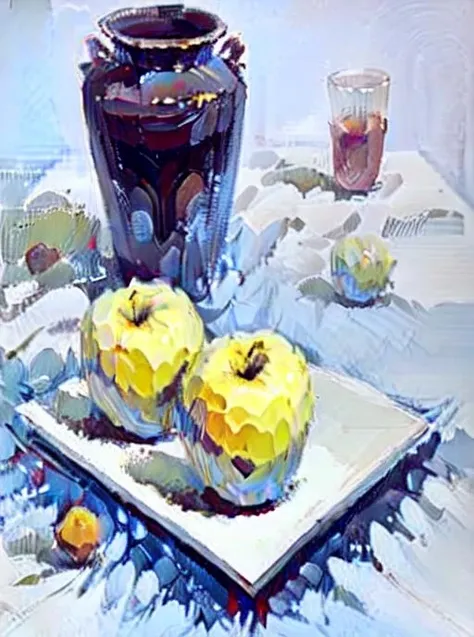 masterpiece,best quality,White plate,Blue and white porcelain,apple,lksecai, <lora:lksecaiV2:0.9>