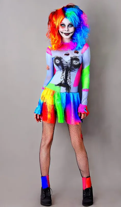 <lora:HalloweenGirls:1>Halloween, full body photo of a young woman, colorful, playful, realistic