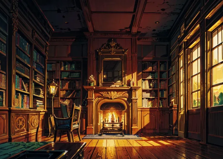 <lora:Ghibli_v6:0.8> <lora:add_detail:0.5>
((masterpiece)), (best quality), (ultra detailed), (digital), indoors, medieval themed library, candles, fireplace, windows, mountains in the background, sunset, anime style, intricate, elaborate detail, ((vivid)) colors, high saturation