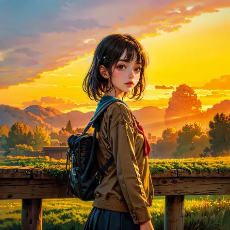 (masterpiece, best quality), (abstract art:0.8), (peaceful theme:0.8), 1girl, outdoors, in school, <lora:Pyramid lora_Ghibli_n3:1>