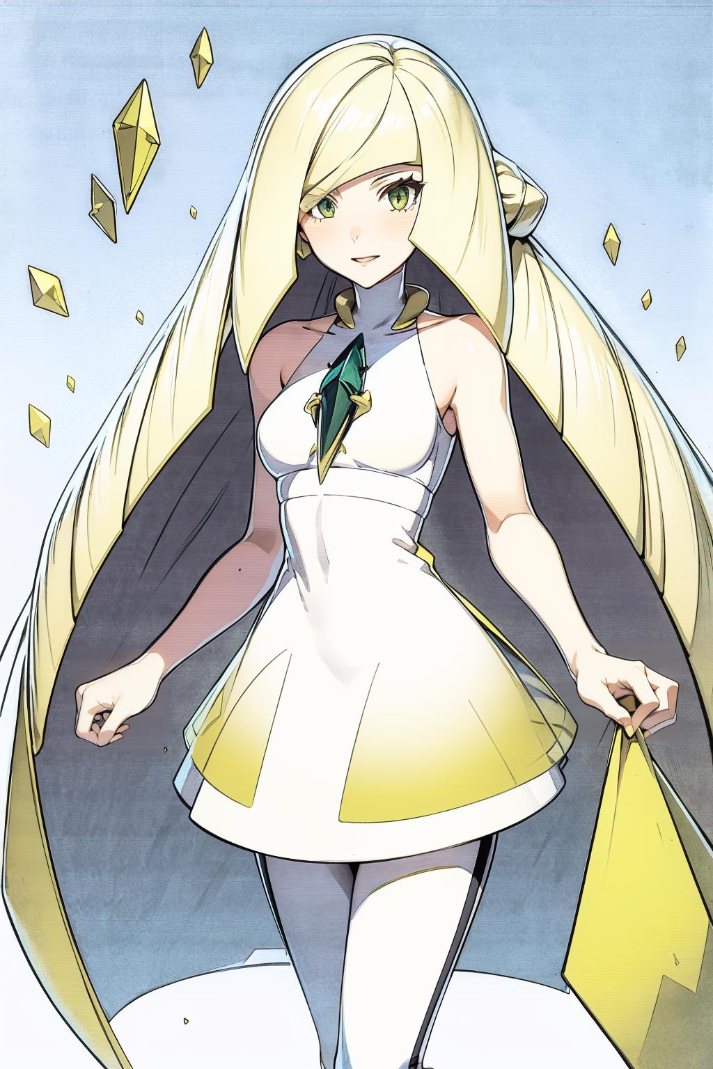 Anime girl with long blonde hair and a sword in her hand - SeaArt AI
