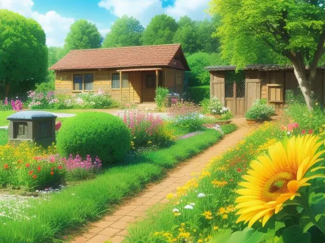 (((high quality))),highly_detailed,extremely_detailed_CG_unity_8k_wallpaper,illustration,highres,absurdres,High saturation,clear,rational construction,cartoon style,brick_wall, building, bush, day, door, fence, field, flower, flower_field, garden, grass, house, nature, no_humans, outdoors, path, pink_flower, plant, potted_plant, road, scenery, sunflower, tree, tree_stump, desaturated <lora:Ghibli_v4_Background:1>