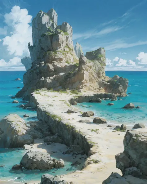,mysterious sea area, fantasy,build,concept <lora:Pyramid lora_Ghibli_n3:1>
