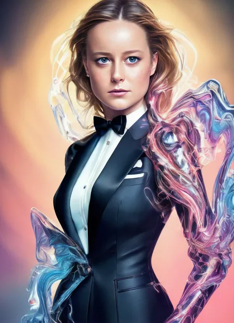 portrait of sks woman in tuxedo, (perfect eyes), energetic and colorful streams of light (photo, studio lighting, hard light, sony a7, 50 mm, matte skin, pores, concept art, colors, hyperdetailed), with professional color grading, soft shadows, bright colors, daylight, <lora:locon_brie_v1_from_v1_64_32:1.3>