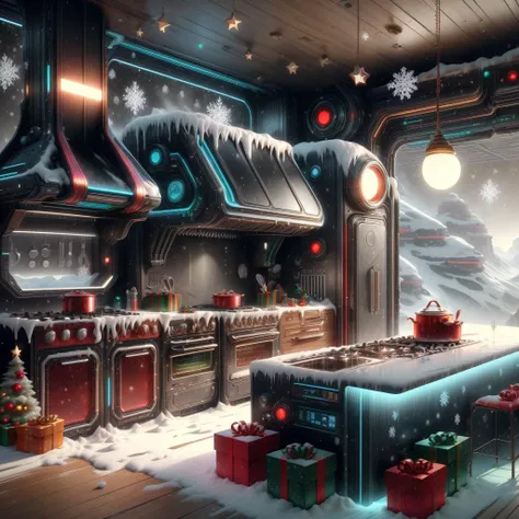 <lora:add_detail:0.8>,
<lora:XmasTech-20:1>, scifi, XmasTech,
futuristic kitchen
