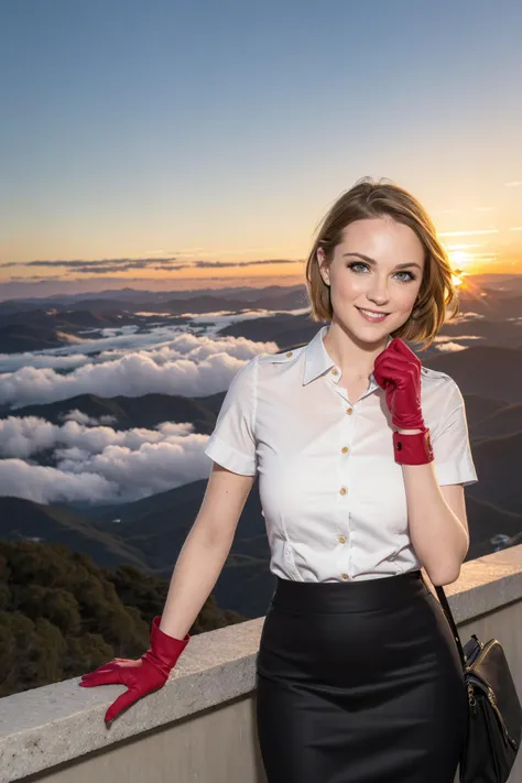 1girl,solo, smile, (travel attendant,stewardess),elbow gloves,pencil skirt ,
skyline, cloud,sunset,finger to own chin, looking at viewer, realistic, short hair
<lora:EvanRachelWood23Apr:0.6>