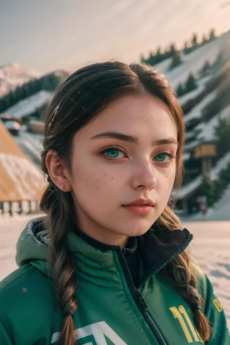 <lora:L1vvyLuv:0.95>,l1vvyluv,green eyes,woman,ski outfit,snow covered ski slope, Ultra-HD-details, Hyperrealistic art cinematic film still photography in the style of detailed hyperrealism photoshoot,RAW,color graded portra 400 film,remarkable color,realistic dull skin noise,Thorough,analog style,highest quality,skin pores,sharp focus,dappled lighting,film grain,photographed on a Sony A7R IV,18mm F/1.7 cine lens,(highly detailed, intricately detailed),8k,HDR,
