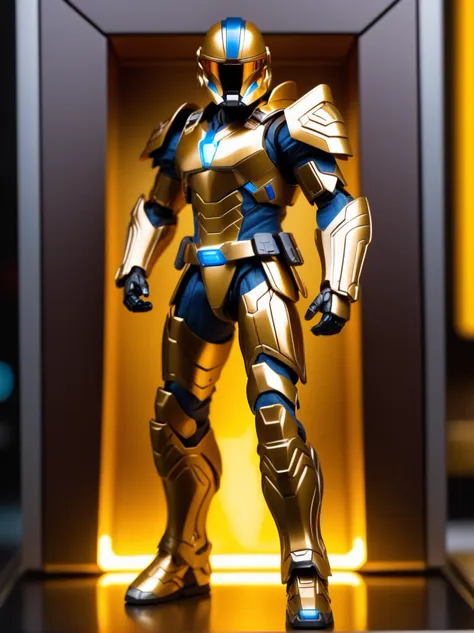 (8k, ultra quality, masterpiece:1.5), (Dutch angle:1.3), ActionFigureQuiron style,action figure box, solo, 1boy, standing, male focus, armor, copyright name, helmet, logo,<lyco:SDXL1.0_quiron_ActionFigure_v4.1_lycoris:1.0>