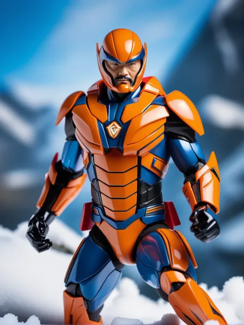 (8k, ultra quality, masterpiece:1.5), (Dutch angle:1.3), ActionFigureQuiron style,action figure box, solo, the mandarin,  simple background, focus,  bodysuit, Snow Crab, superhero,<lyco:SDXL1.0_quiron_ActionFigure_v4.1_lycoris:1.0>