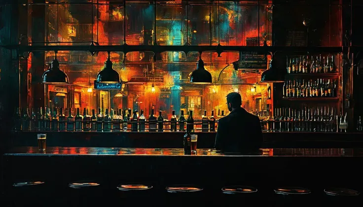 impactful paint of a man in a pub <lora:Lost_In_Dreams:0.7>, highly detailed, 8k, sharp, professional, clear, high contrast, high saturated, , vivid deep blacks, crystal clear