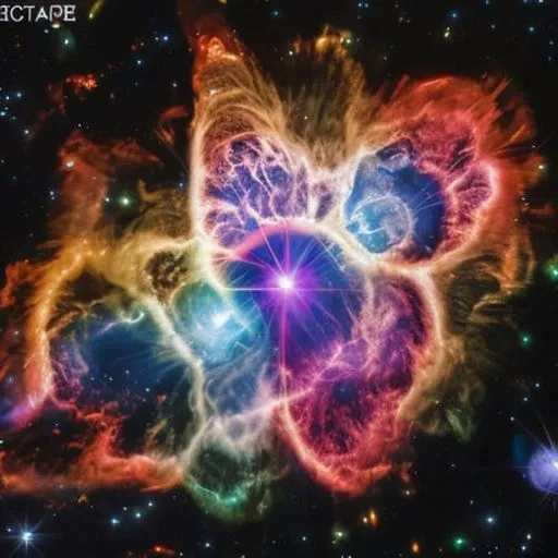 vibrantly multicolored bioluminescent supernova remnant Cassiopeia-a, 8K, Sharp Focus, Extended Depth of Field, Very High Quality, High Resolution