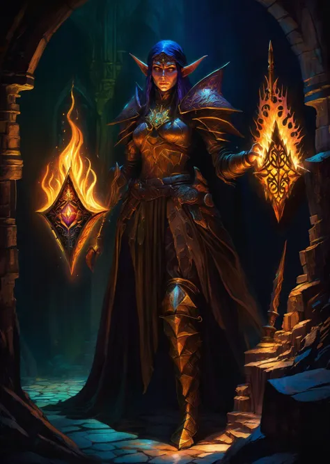 1girl , close- up detailed face
In the dimly lit Whispering Shadows Dungeon, Seraphina, the elf rogue, stands poised for battle, her daggers gleaming in the torchlight. Before her, the formidable stone golem, with eyes ablaze, blocks her path to the fabled Crown of Starlight, its guardian duty unwavering. Around them, intricate treasure chests and cryptic runes hint at the hidden riches and ancient secrets that await discovery in the depths of this underground maze.
dark fantasy, drawing, illustration, muted color, shadows, detailed , dramatic lighting,  muted color, 
   (art by Arthur Rackham)