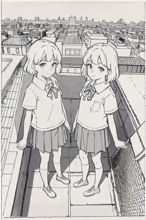 (best quality, masterpiece, RAW photo,ultra-detailed:1.2), <lyco:GoodHands-beta2:1.0>,2girls, looking at viewer, school uniform,
<lyco:YH_xtmx2.0:1.0>monochrome,simple background, standing rooftop, from above, nature,