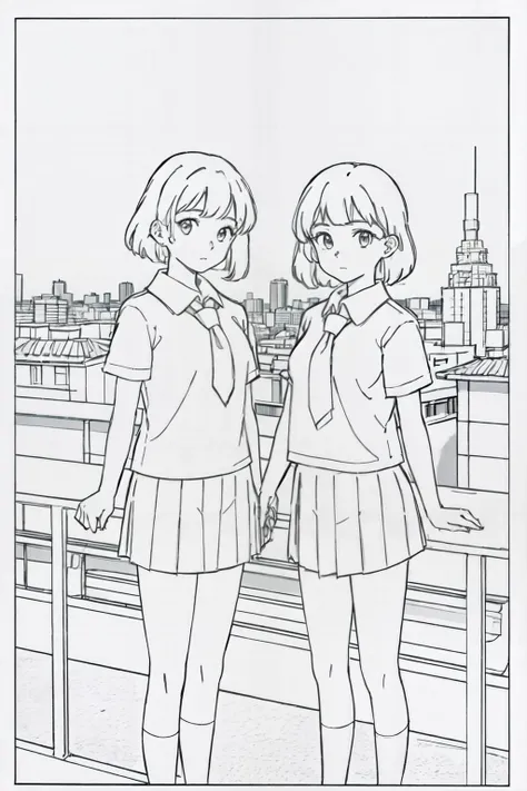 (best quality, masterpiece, RAW photo,ultra-detailed:1.2), <lyco:GoodHands-beta2:1.0>,2girls, looking at viewer, school uniform,
<lyco:YH_xtmx2.0:1.0>monochrome,simple background, standing rooftop,
