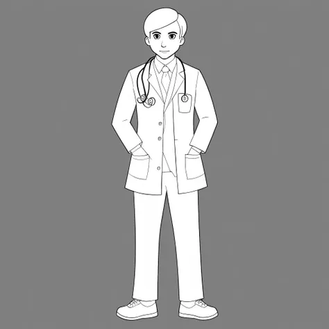 monochrome, greyscale, solo, simple background, white background,full body,lineart,Doctor.,
<lora:xtmx2.0-000042:0.6>