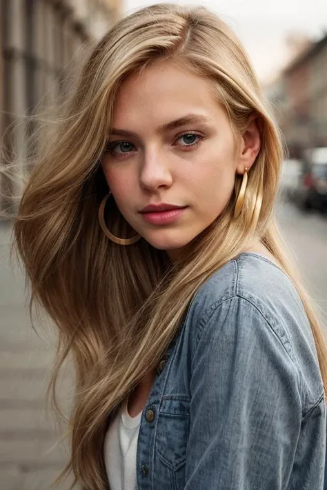 PA7_Photo, closeup portrait of a blonde 1girl, side part thin long hair blowing in the breeze, earrings, solo, skinny, casual fashion clothing, siberia, pov face, 2003 cinematic lighting, Leica M6 shot, inspired by Wladyslaw Podkowinski