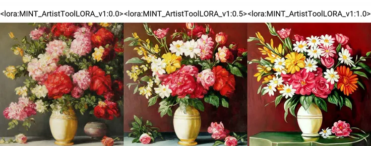 a painting of a vase with flowers (an art deco painting), <lora:DragonfruitGT_MINT:-1.0>
