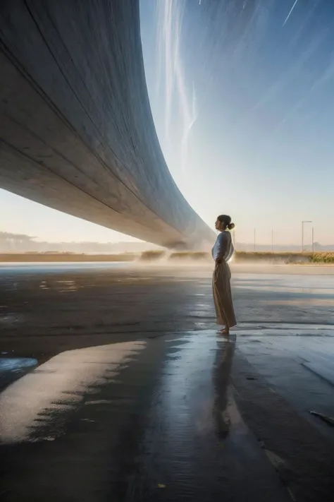 (masterpiece, top quality, best quality, official art, beautiful and aesthetic:1.2), (8k, best quality, masterpiece:1.2, ), photo_scale, solo, standing, 1girl, scenery, reflection, silhouette, <lora:CGphotobuilding asw:1>