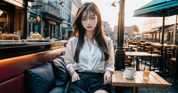 (8k, RAW photo, best quality, masterpiece:1.2),(realistic, photo-realistic:1.37),photon mapping,radiosity,

1girl,solo,Black long straight hair,(bracelet:1.1),(long legs:1.2),(earrings:1.1),physically-based rendering,

(looking at viewer:1.4), (sitting on seat),(open mouth:0.7),(light smile:0.7),

//

(colored sexy comfortable cloth:1.3), (white coller), Perfect anatomy, (exhibitionism:1.3),(NSFW:0.7),

//

From the third person,

ultra-detailed,(outdoors),(sunny day:1.6), (street cafe bar:1.7), (luxury cafe:1.3),(comfortable atmosphere:1.3), (many customers dining together:1.3),crowded places, (neon view in Shang Hai streets), (have a date with viewer, drinking on table),realistic, photo background, photorealistic,JZCG005, <lora:JZCG005-Realistic city photography 1.0:0.7>

<lora:detailmaker:1.5> <lora:add_detail:1.3>,