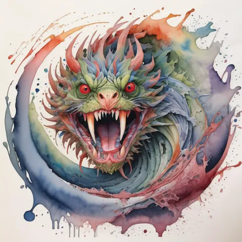 Breathtaking, Hyper detailed, watercolor, instantly and violently