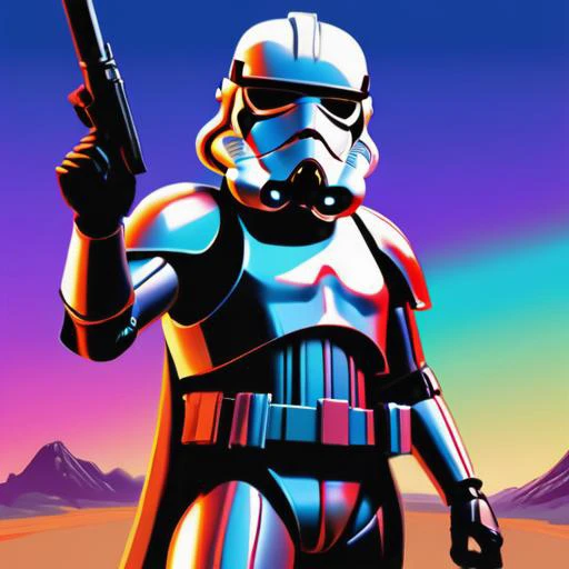 GTA-style artwork Darktrooper, star wars, 35 mm, cinematic <lora:DtrooperV01:1> <lora:add_detail:1> . Satirical, exaggerated, pop art style, vibrant colors, iconic characters, action-packed