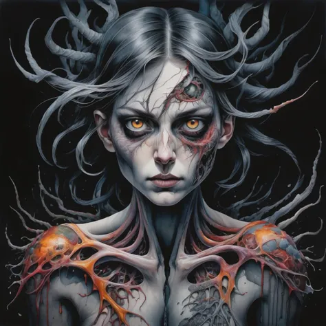Breathtaking, Hyper detailed, watercolor, instantly and violently, the darkness within