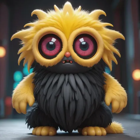 3d fluffy (anime:1.2), (cult of cthulhu:0.75), (futurism:1.2), (dread:0.6), (impressionist:1), detailed, (colorful:1.3), (breathtaking), (cute:1.4), (radiant:1.2), (magnetic1.2), (surreal:1.1),, (fascinating:1.3), (black:1.2), (crimson:1.2), (yellow:1.1), (eerie:0.9), closeup cute and adorable, cute big circular reflective eyes, long fuzzy fur, Pixar render, unreal engine cinematic smooth, intricate detail, cinematic