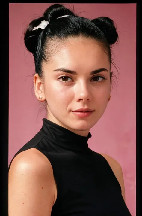 analog film photo solo, realistic, ((woman)), (((black hair, Space Buns Hairstyle))), (((sobbing))), (((Gala dress of elegant and sophisticated design, intricate detailing, high-low hemline, side cut on one side ,))), ((Inside a 1950s TV Studio: Bulky cameras, bright lights, applause signs)), ((dynamic pose)), by Irving Penn, <lora:PAseer-SD15-LCM Quick:1> <lora:ReaLora:.2> skin <lora:MStyle_-_Photography_Style:.8> <lora:[UA]_-_Yuliya_Gerasymova:1> yuliyagerasymova . faded film, desaturated, 35mm photo, grainy, vignette, vintage, Kodachrome, Lomography, stained, highly detailed, found footage