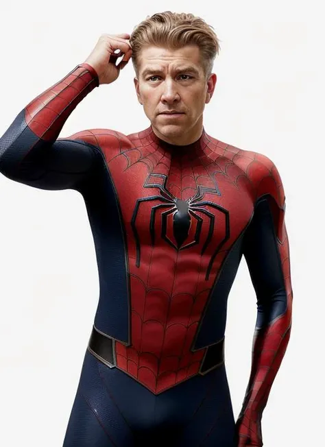 ((detailed face)), (dl1), man, solo, man wearing spider-man costume, full body, full body shot, white background, no background, PNG, natural lighting, no shadows, ultra detailed, hyperrealistic, 80mm, 4k, 8k, 8k realistic, sharp focus, intricate, high resolution <lora:DavidLynch-10:0.8>