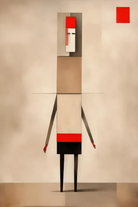 <lora:Gabriel Pacheco Style:1>Gabriel Pacheco Style - suprematism painting of a woman-like creature who travels the world to run away from her problems and face the people she knows in Warsaw with muted colors
