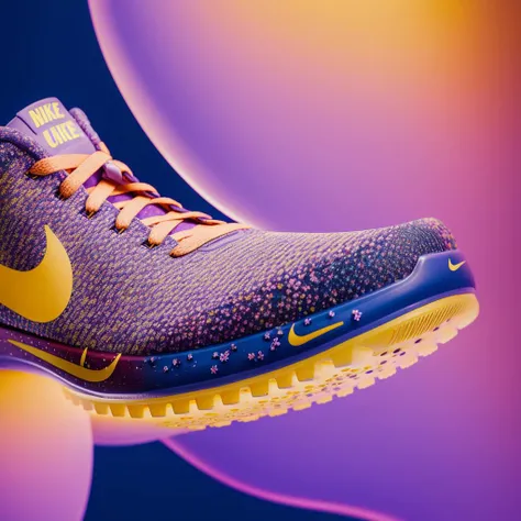 masterpiece,best quality,ultra high res, 8k uhd, dslr, high quality,(photorealistic:1.4), cinematic lighting, HDR,a Nike shoe floats in the air,encased in flowers
,motion design,C4D,rendering,light and shadow