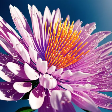 masterpiece,best quality,(photorealistic:1.4), cinematic lighting, HDR,flowers,a close up of a flower with water droplets on the petals,stamens,and a gradient sky in the background
,motion design,C4D,rendering,light and shadow,