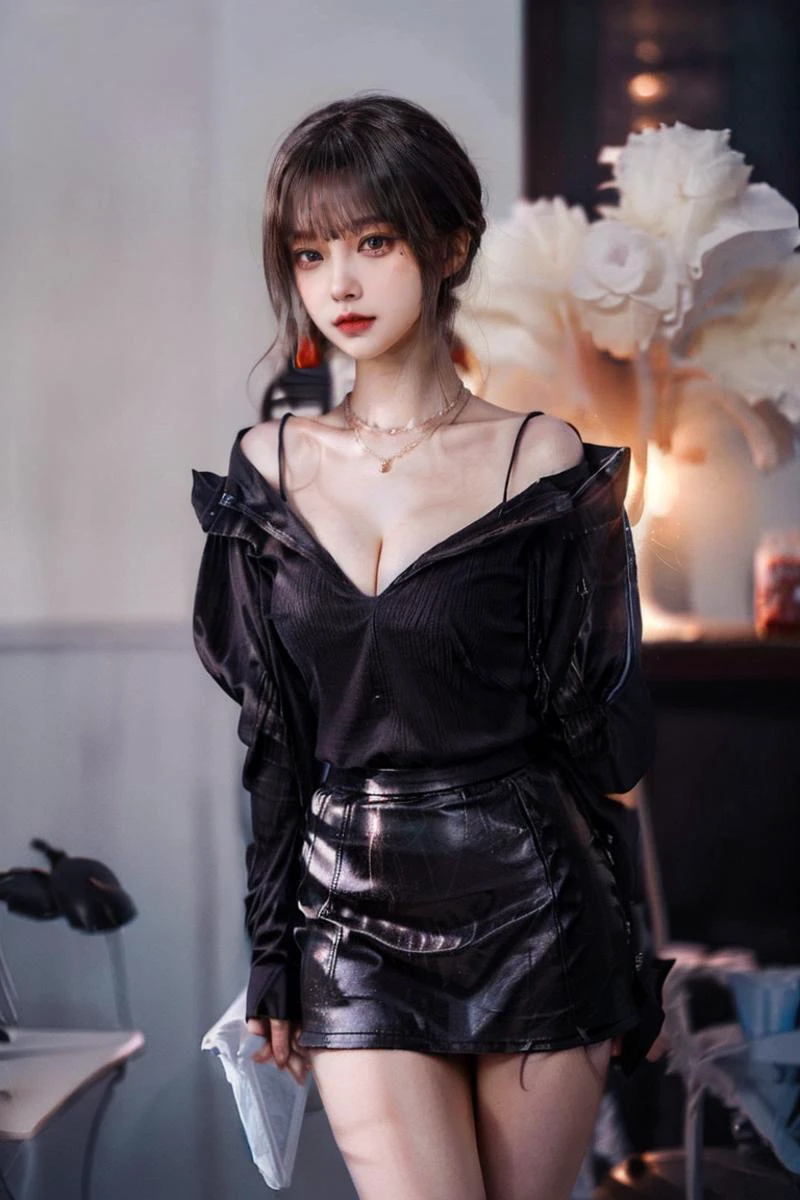 35mm film,one sexy office lady,supermodel,solo,hair bun,bangs,prefect face,makeup,parted lips,big tits,cleavage,(thighs),necklace,deep v shirt,pencil skirt,mini skirt,sitting on table,(looking at viewer),indoor,soft lighting,film grain,cowboy shot,epiCPhoto,<lora:breastsizeslideroffset:0.2>,<lora:more_details:0.6>,<lora:Asian Cute Face:1>,<lora:add_detail:0.2>,<lora:CutePussyVer2S:1>,<lora:Human SexToy(trigger is exp_1):1>,, absurdres,[perfect shadows and lighting],detailed background,incredible high-key lighting,masterpiece,high quality,detailed,extremely detailed,ambient soft lighting,4K,